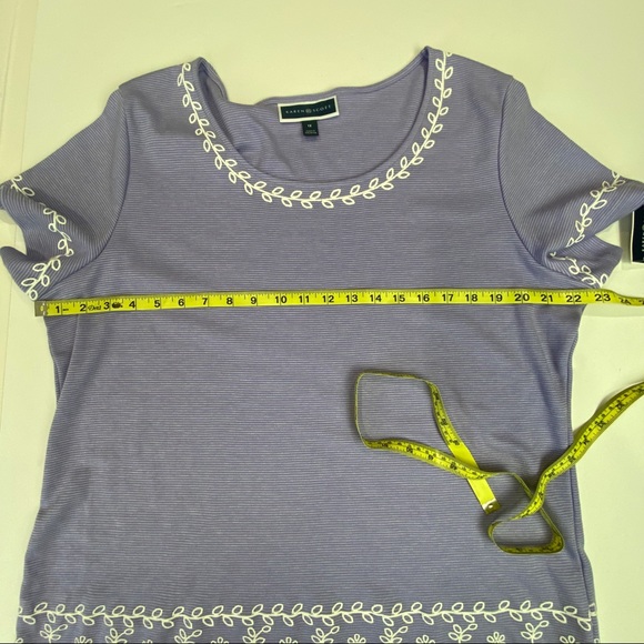 NWT Sz 1X Karen Scott purple tee with white detail - Picture 10 of 10